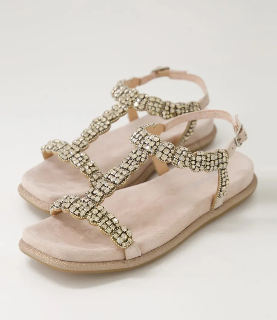 Yori Nude Suede Jewels Sandals