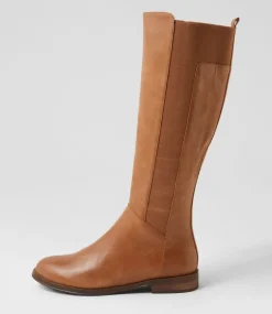 Youss Dark Tan Leather Knee High Boots
