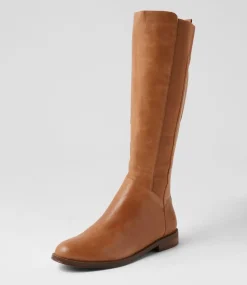 Youss Dark Tan Leather Knee High Boots