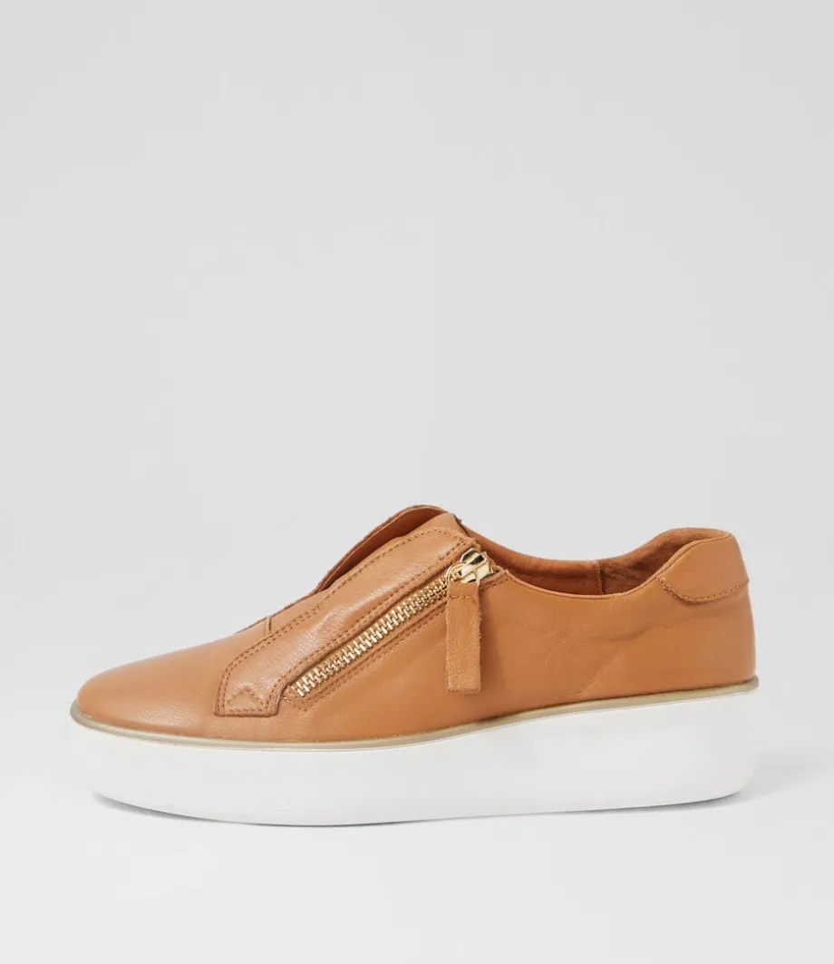 Zikta W Dark Tan White Leather Sneakers