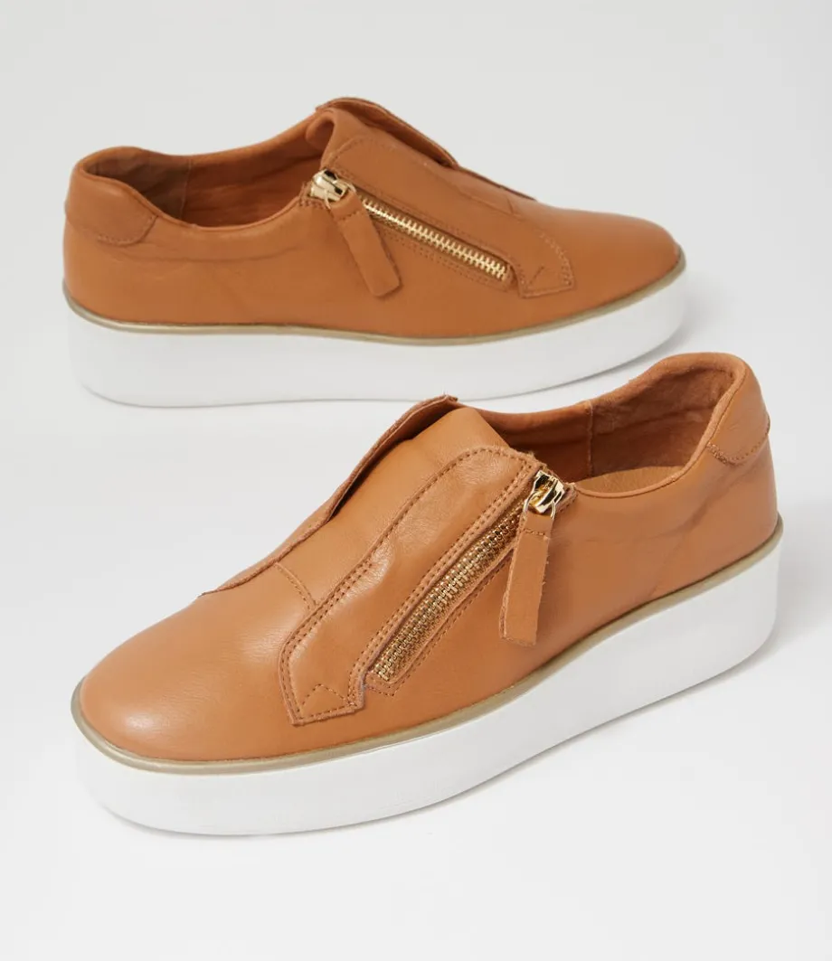 Zikta W Dark Tan White Leather Sneakers