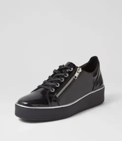 Zissy W Black Wrinkle Patent Sneakers